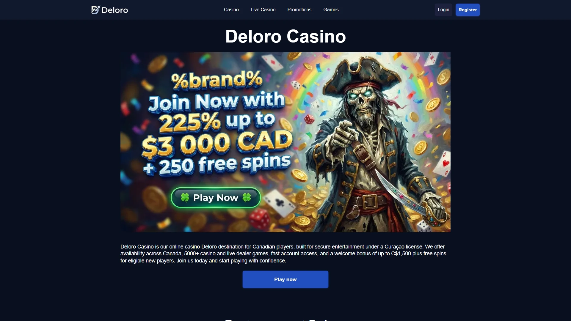 Deloro homepage